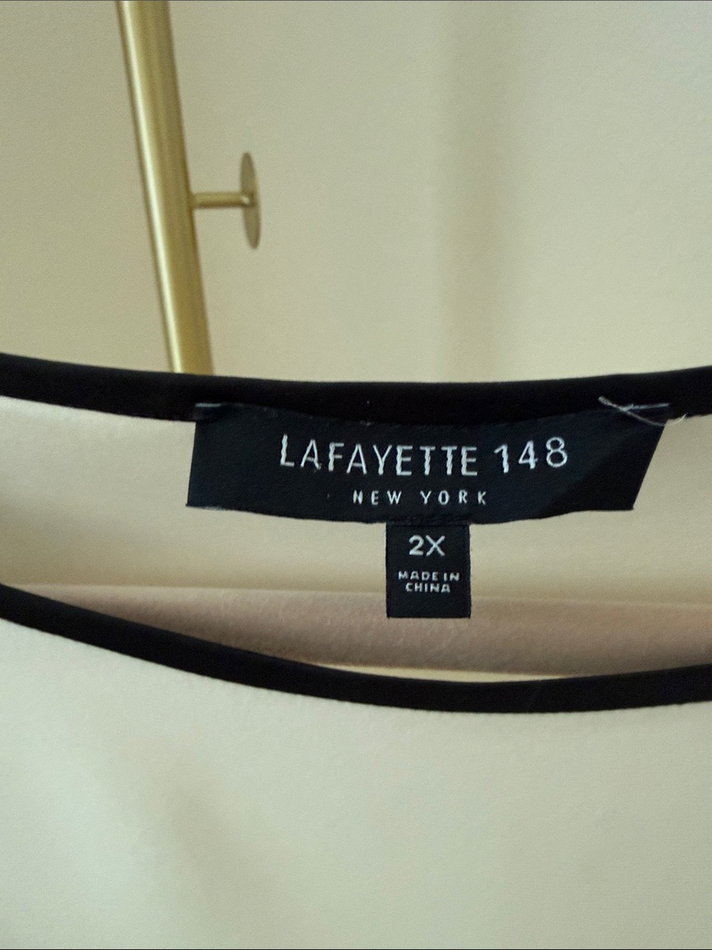 Lafayette 148 New York Cream Blouse with Black Trim